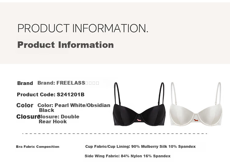 Fuli Girl Women's Silk Lingerie Mulberry Silk Thin Comfortable Soft Underwire Small Bust Sexy Bra Pearl White 75B 10