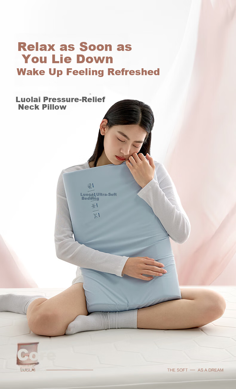 Luolai Home Textiles Memory Foam Pillow 2.0 Zoned Pressure Relief Neck Support Knitted Adult Pillow Core 40*70 Pair 1