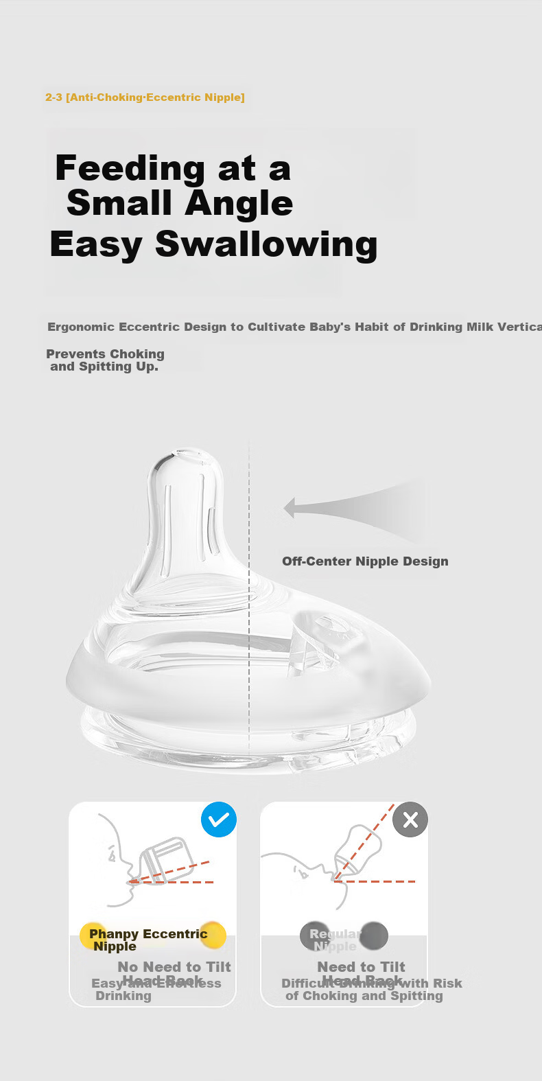 Xiaoyaxiang Bottle-Specific Nipple, Newborn Infant Off-Center Breast-Like Nipple, Wide-Mouth Bottle Accessory (L Size Nipple) 10