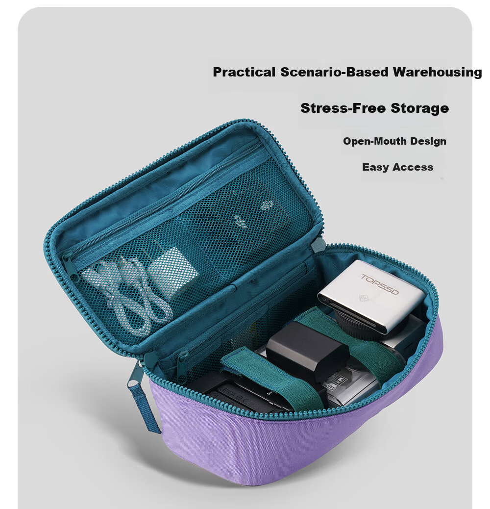 M Square Multifunctional Digital Bag Large Capacity Storage Cable Earphone Camera Organizer Portable Travel Bag Secret Green 7