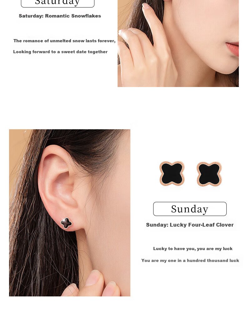 Qijun Light Luxury Weekly Stud Earrings for Women Elegant Commuter Earrings Set 520 Gift for Girlfriend Wife 8