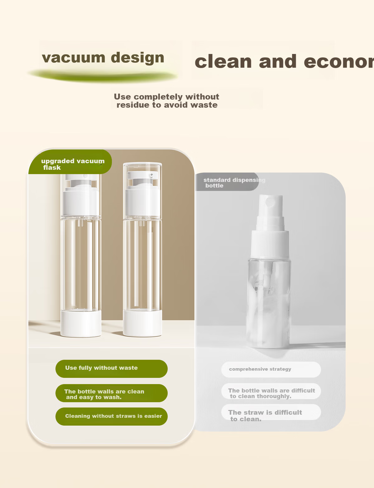 Ouyizi Vacuum Refill Bottle Set Travel Spray Makeup Shampoo Press Lotion Empty Portable 4-Piece Set 50ml 3