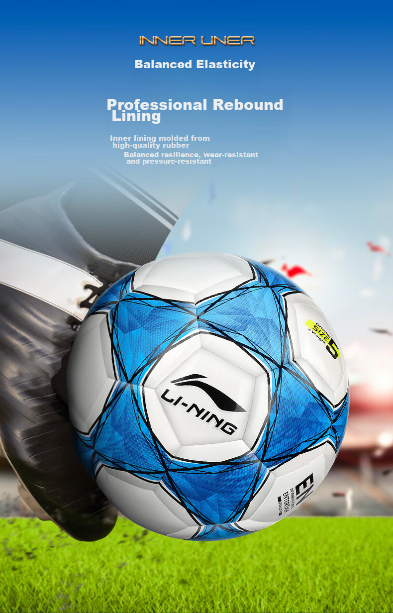 Li-Ning Soccer Ball Size 5 for Adults, Middle School And Elementary Students, Standard Size 5 for High School Entrance Exam, Competition Training, Durable Youth Football 5