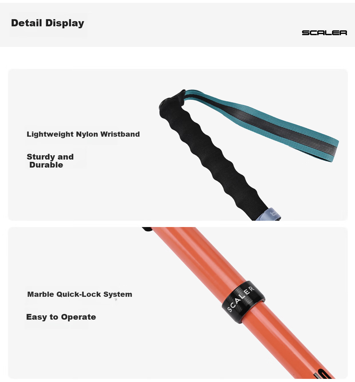SCALER 【Hiking LOCK】 Lightweight Carbon Fiber Outdoor Trekking Pole Professional Trail Running Hiking Folding Walking Stick Cane 10
