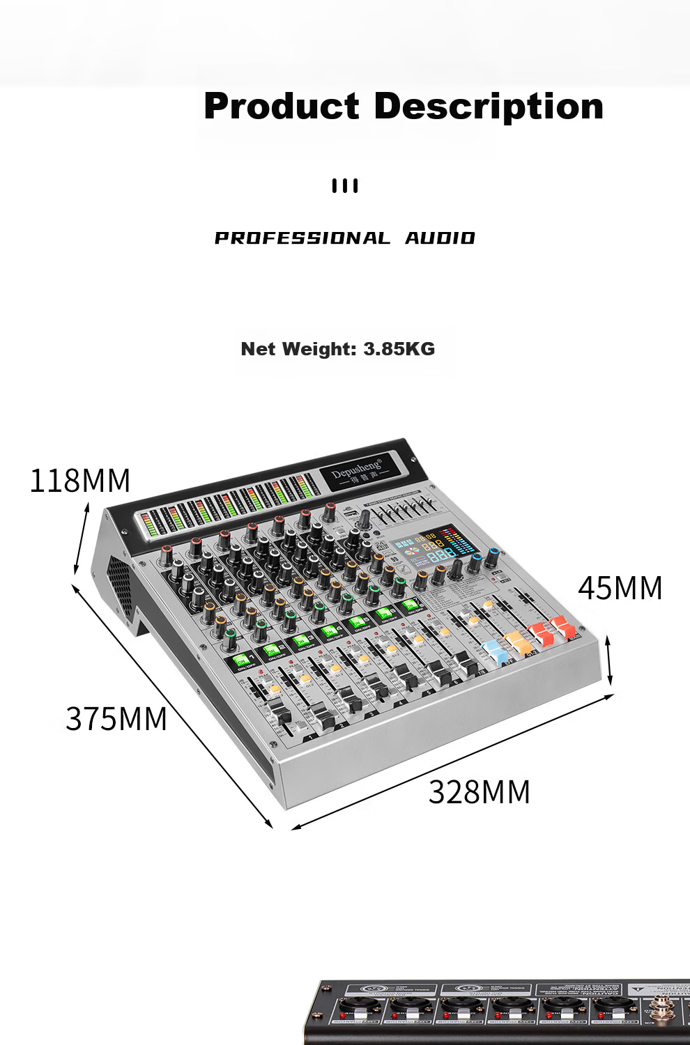 Depusheng 8-Channel Professional Mixer with Grouping, Stage Conference Wedding Bar Training Campus, 99 Digital Reverb Types, MP3 Bluetooth, 48V Phantom Power, Equalizer, USB Sound Card, AUX Output TX- 11