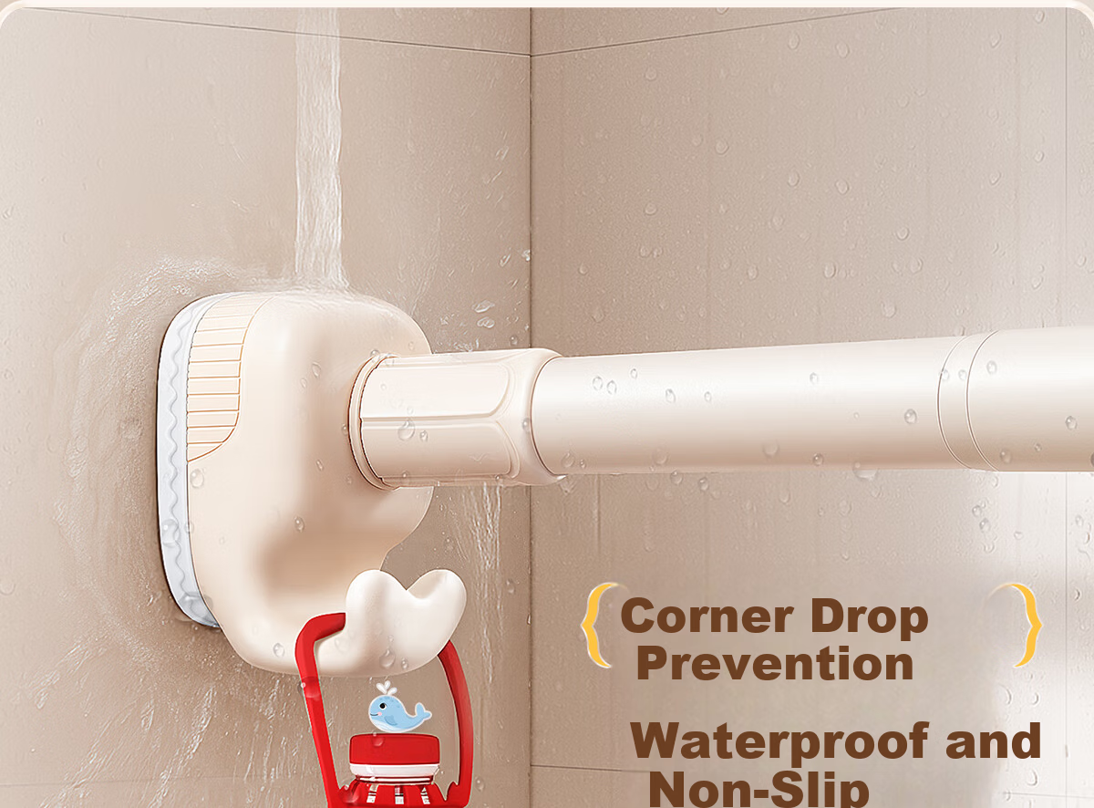 Futuristic No-Drill Telescopic Clothes Drying Rod Universal Hook Balcony Wardrobe Hanging Rod Cream White 35-50cm 11