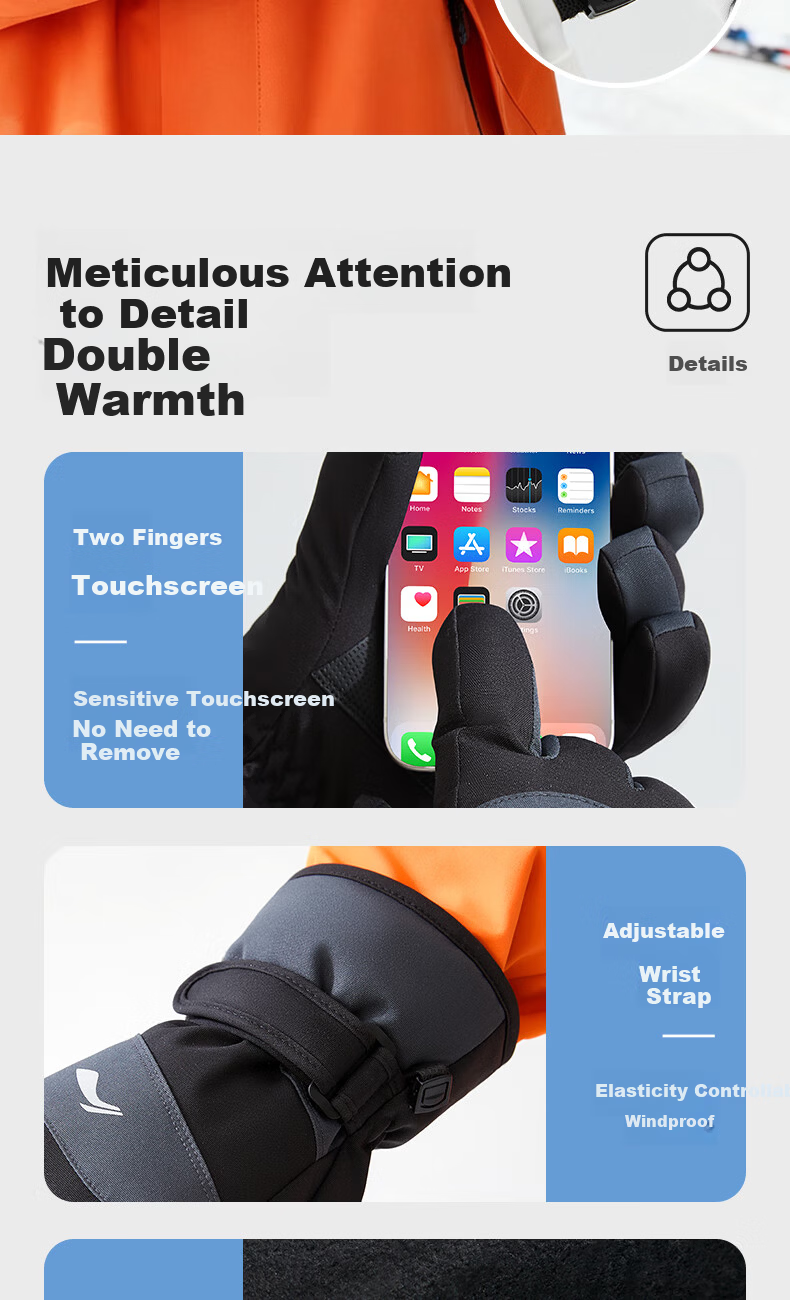 LI-NING Winter Cycling Gloves Men Women Windproof Waterproof Ski Warm Thick Fleece Mountain Climbing Gloves 11