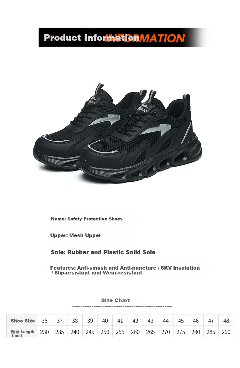 SONTAS Men's Safety Shoes Anti-Smash Anti-Puncture Summer Breathable Steel Plate Steel Toe Ultra-Light Work Construction Insulated Lightweight Black All-Season [Anti-Smash Anti-Puncture] Size 39 5