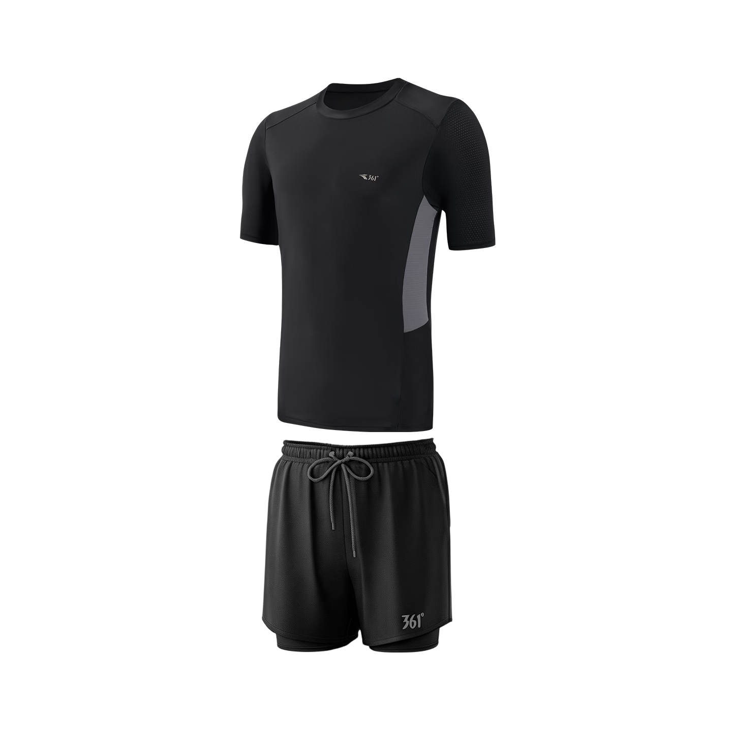 361° Men's Loose Anti-Embarrassment Swimwear Set, Fake Two-Piece Design, Square-Leg Style, Suitable for Both Water And Land Activities, Short-Sleeve Two-Piece Set