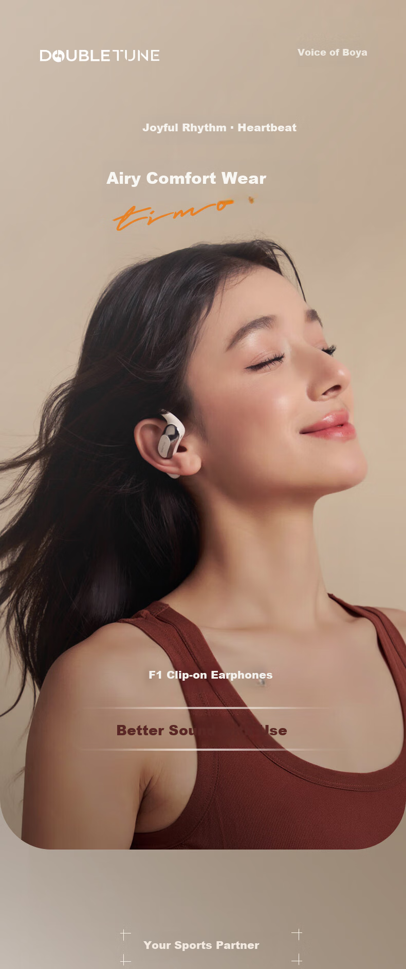 DOUBLE TUNE Cloud Listening Series F1 DT Clip-On Bluetooth Earphones Bone Conduction Open Wireless Headphones for Apple Huawei Xiaomi Obsidian Black 1