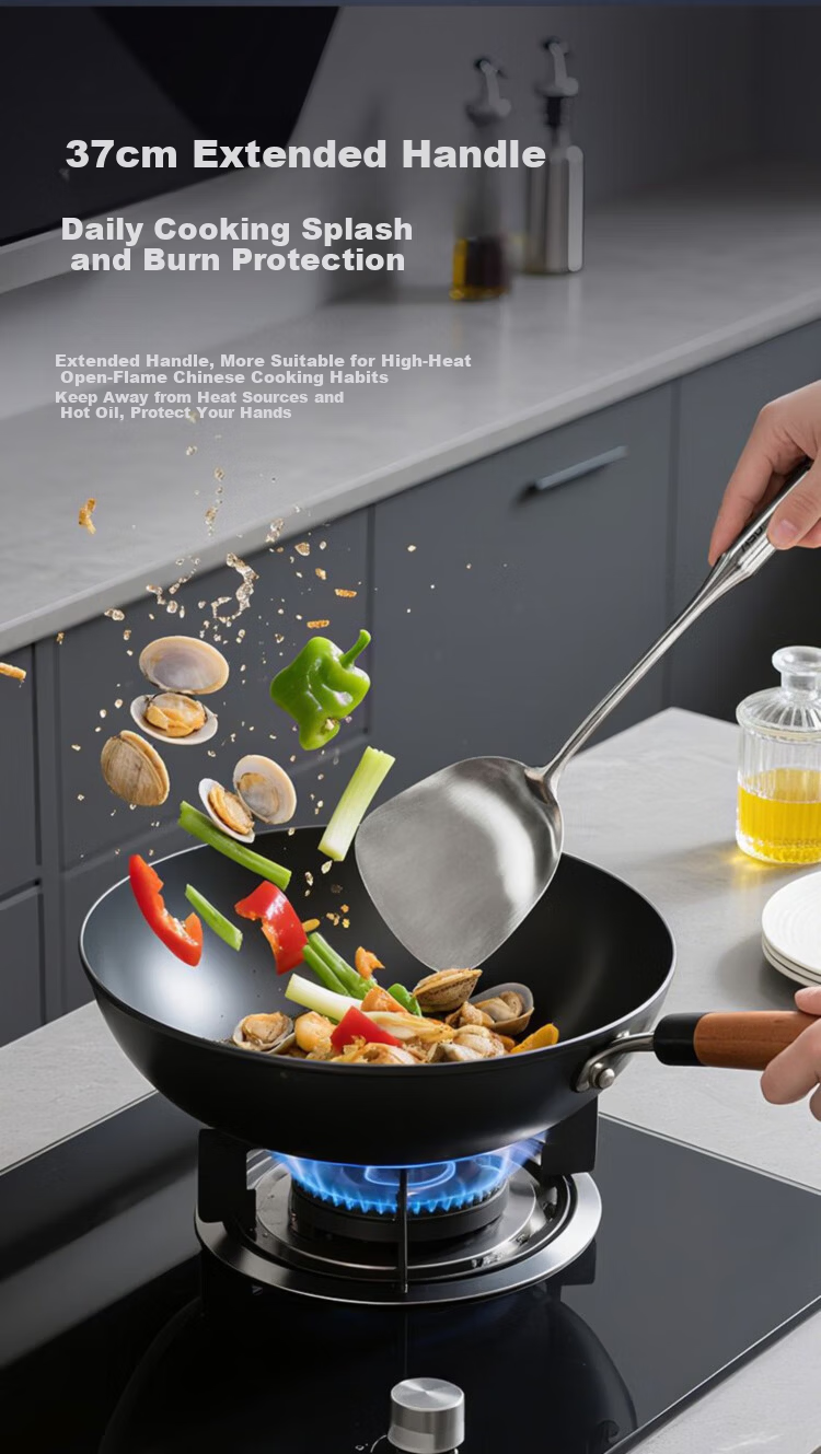 ASD 304 Stainless Steel Spatula with Vacuum Handle for Home Cooking, Non-Coated Stainless Steel Wok Spatula 3