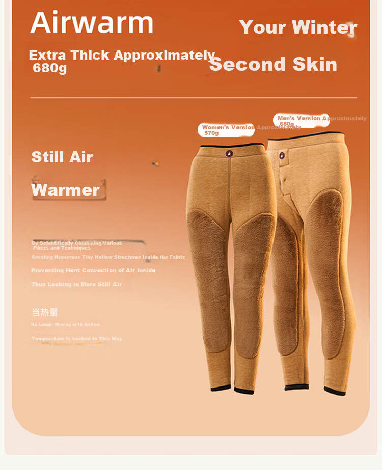 Langsha Extra Thick Thermal Camel Hair Silk Warm Pants Unisex Autumn Winter Fleece Lined High Waist Antibacterial Cold Protection Knee Support Thermal Leggings 5