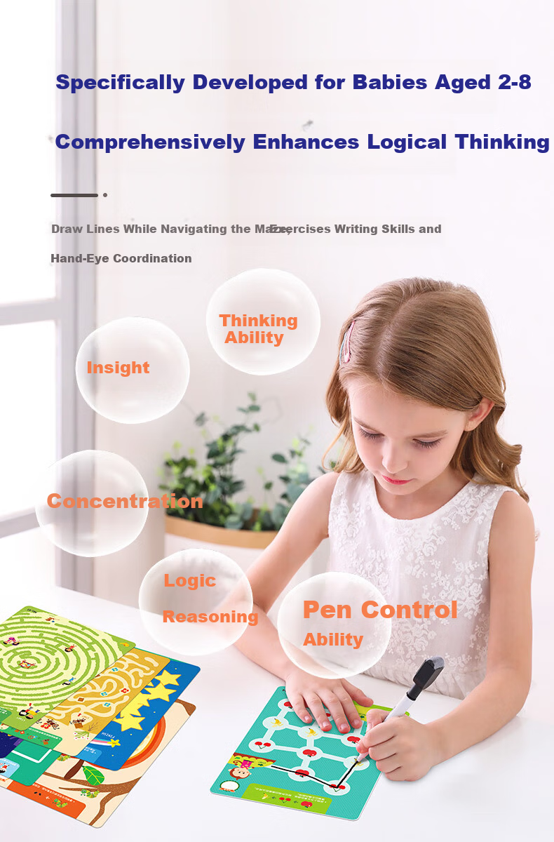 Shalin SAALIN Children's Penmanship Concentration Training Maze Book, Find Differences Logic Reasoning Puzzle Toy 3
