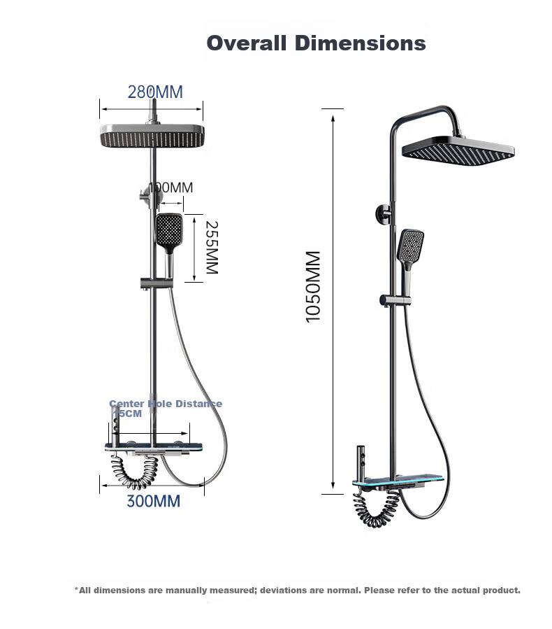 IVORPO [Germany] Smart Thermostatic Digital Display Self-Cleaning Shower Head Set Integrated Complete Shower System 19