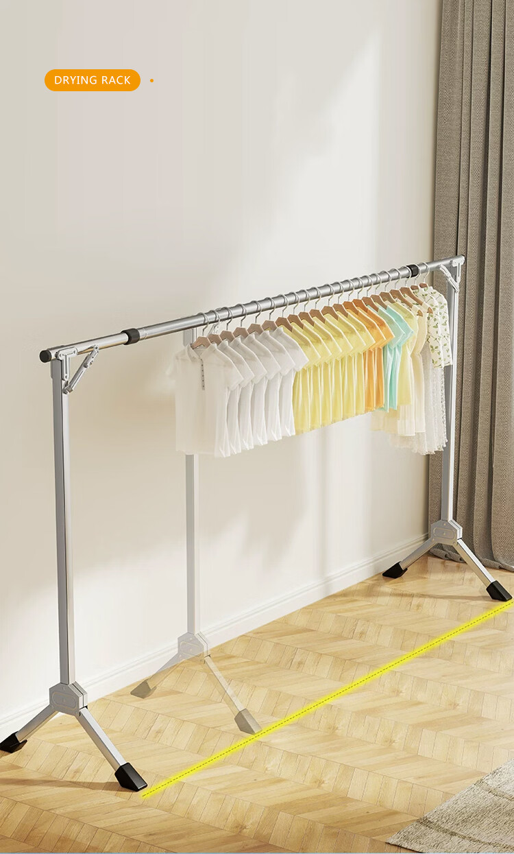 Huakai Star Floor-Standing Balcony Clothes Drying Rack Foldable Extendable YJ181 1.6m Adjustable Clothes Hanger No Installation Needed 5