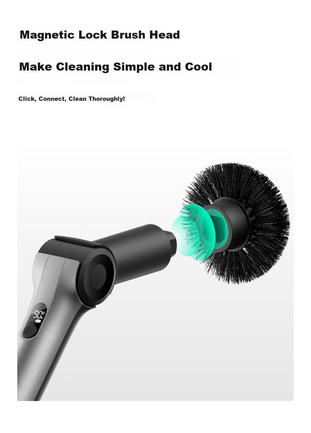 HOTOHOTO Max Whole-House Electric Cleaning Brush Smart Home Waterproof Body Stepless Adjustment Magnetic Head Gift 13