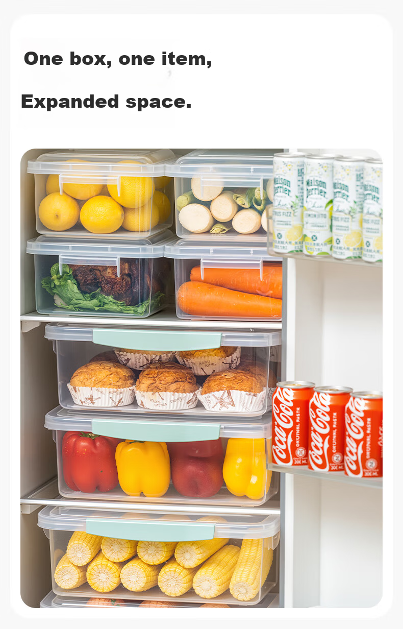 Citylong Refrigerator Storage Box Food Grade Fruit and Vegetable Fresh-Keeping Box Sealed Kimchi Pickle Snack Storage Box 12L 3-Pack 4