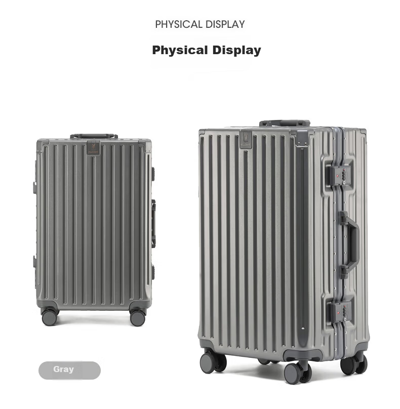 PLAYBOY New Aluminum Frame Travel Suitcase Large Capacity Trolley Carry-On Luggage Durable Gray 24 Inch 2