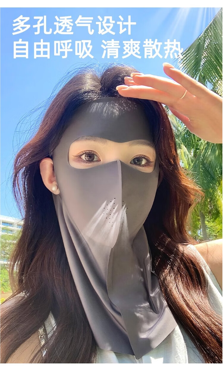 Dusenna Sunscreen Face Mask Unisex Ice Silk UV Protection 3D Sunshade Breathable Eye Protection for Running and Cycling 5