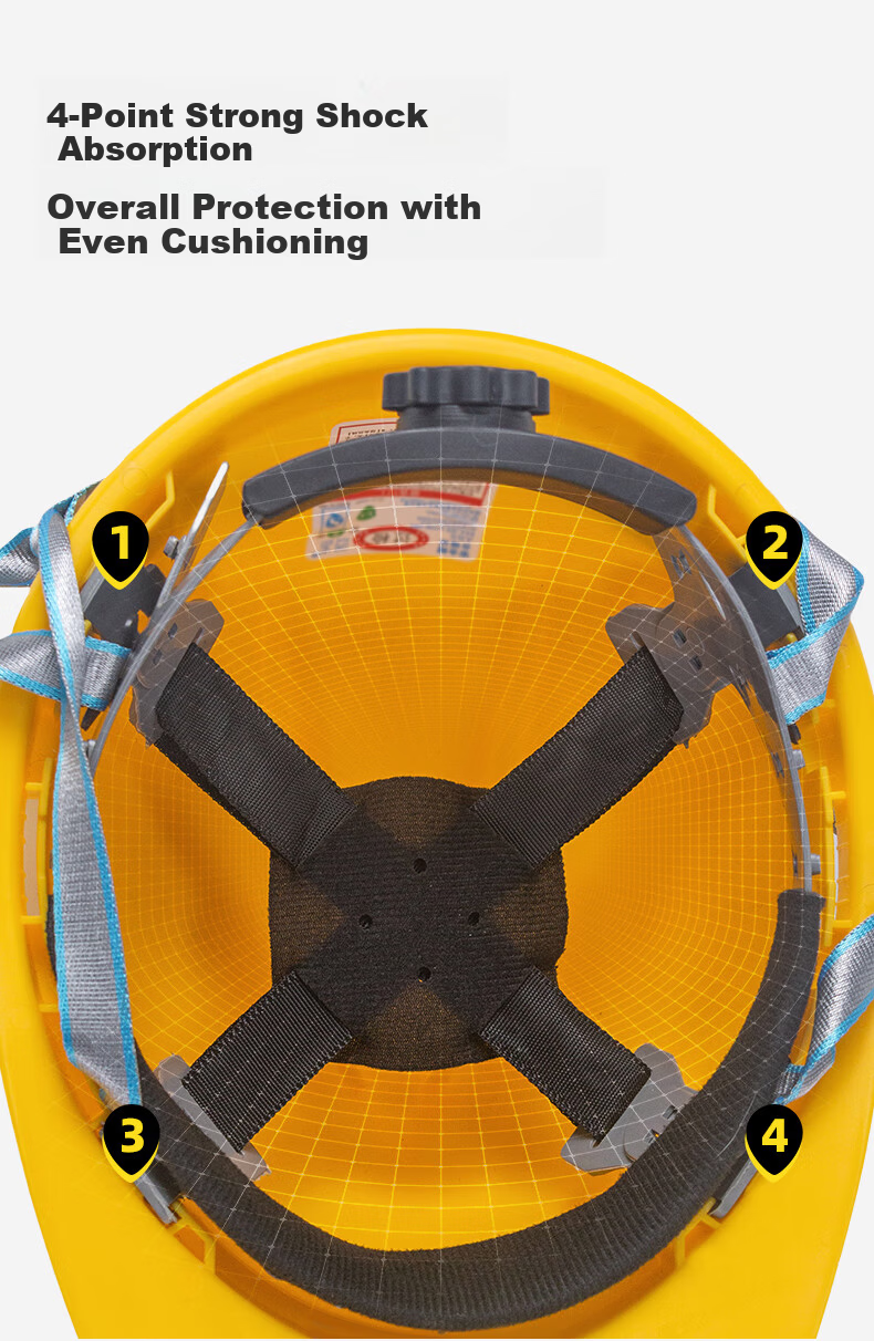 Haosikepu Safety Helmet, Yellow Three-Strap Breathable, 1 Piece, National Standard ABS Construction Site Anti-Smashing Thickened Safety Helmet 8