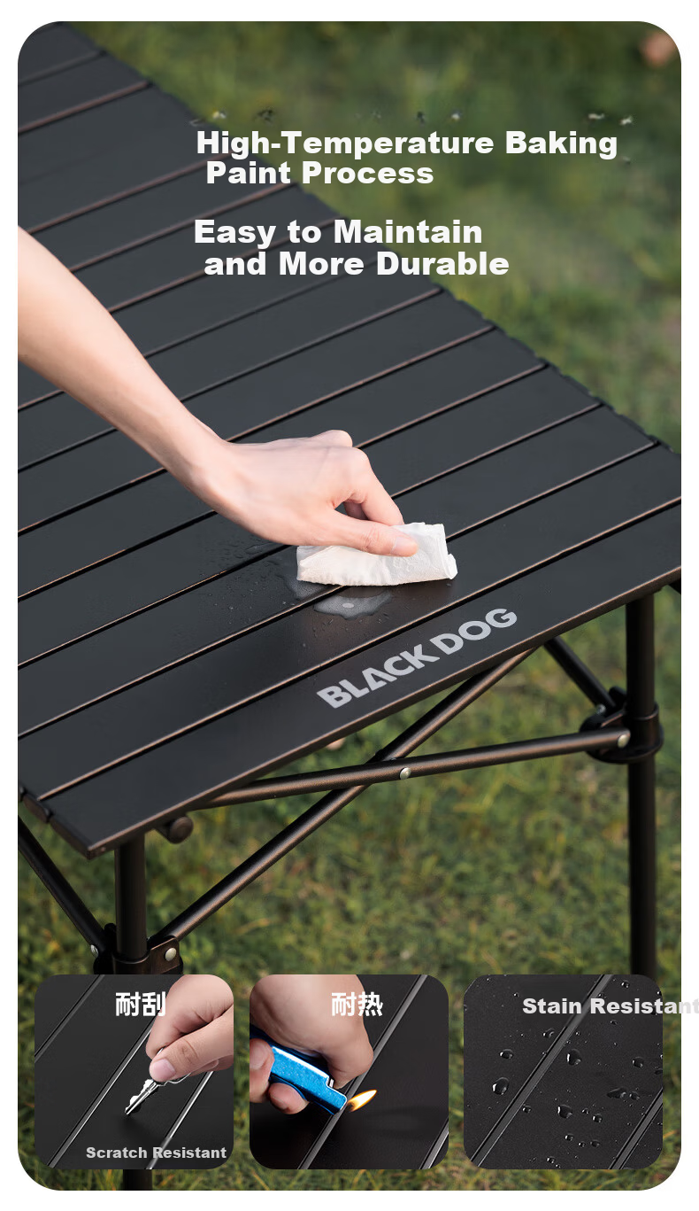 Black Dog Folding Table and Chair Set Outdoor Folding Table Folding Chair Egg Roll Table Picnic Camping One Table Four Chairs 2
