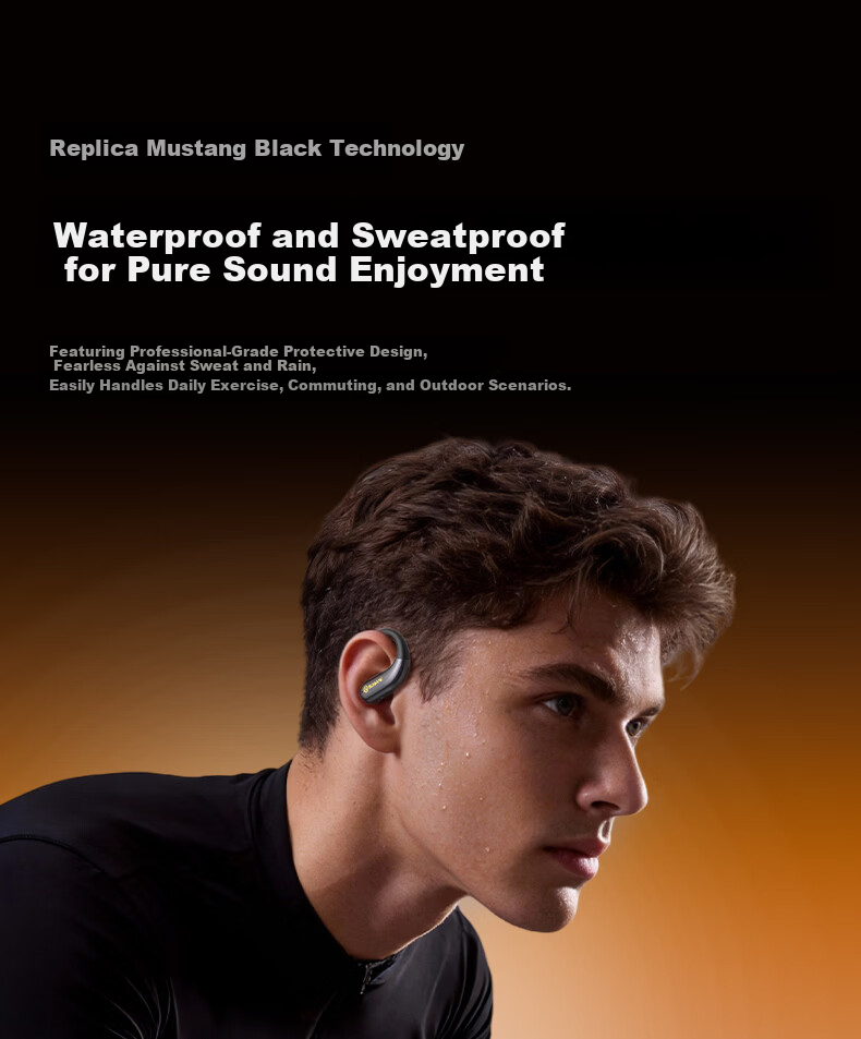 BUGANI Free B16 Ford Mustang Edition Bluetooth Earbuds Open-Ear Wireless AI Simultaneous Translation Sports Running Earphones Yao Ye Black 18