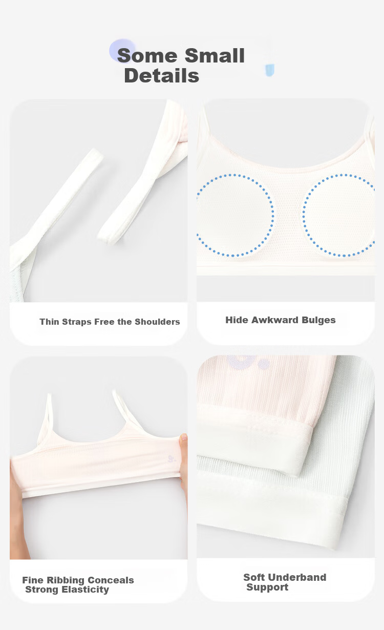 Jiusuiban Children's Underwear Girls 80 Modal Silk-Infused Developmental Bra 8-10 Years Old Anti-Protrusion Slim Camisole Vest 9