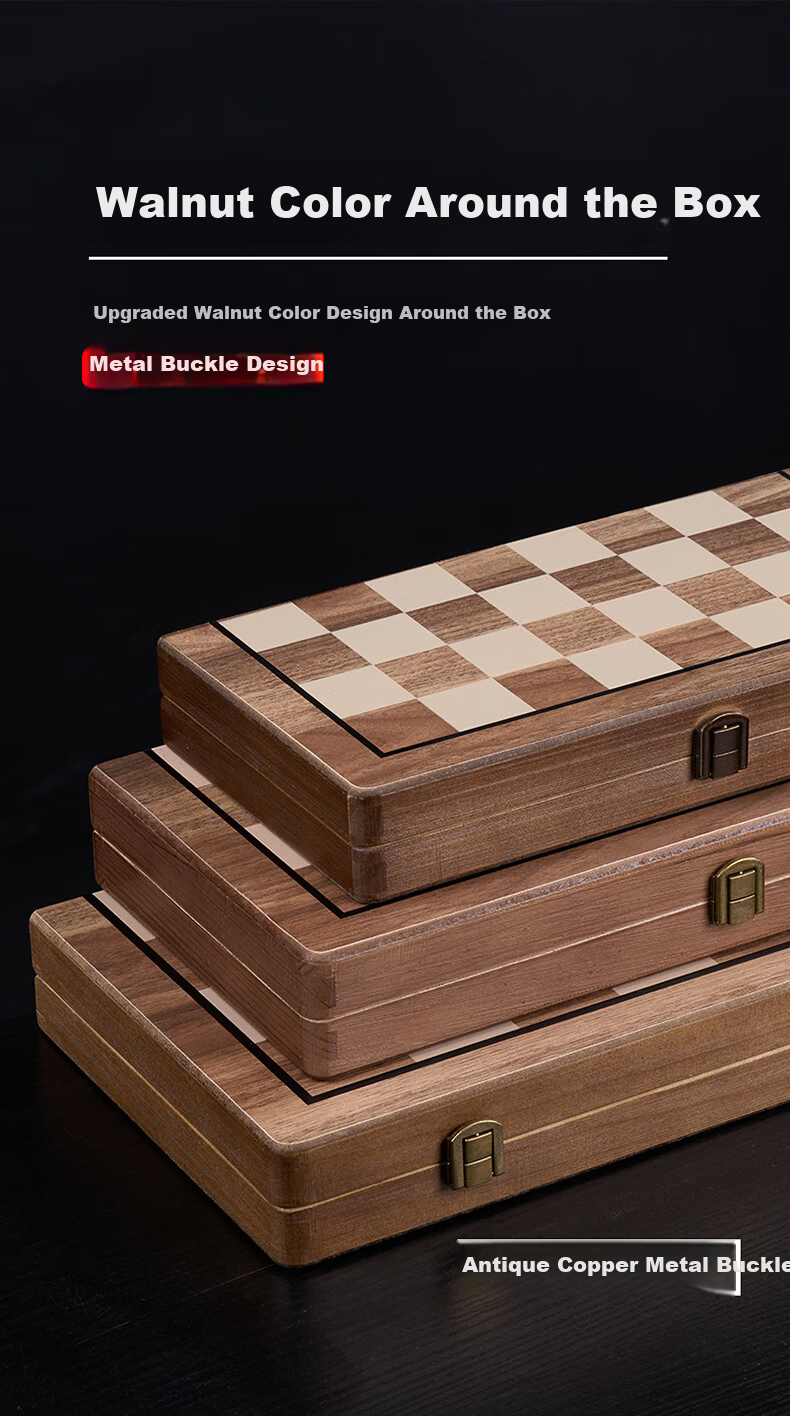 Guan Xiao Er Magnetic Foldable Portable Solid Wood Chessboard High-Grade International Chess for Elementary Children Tournament Camping 3