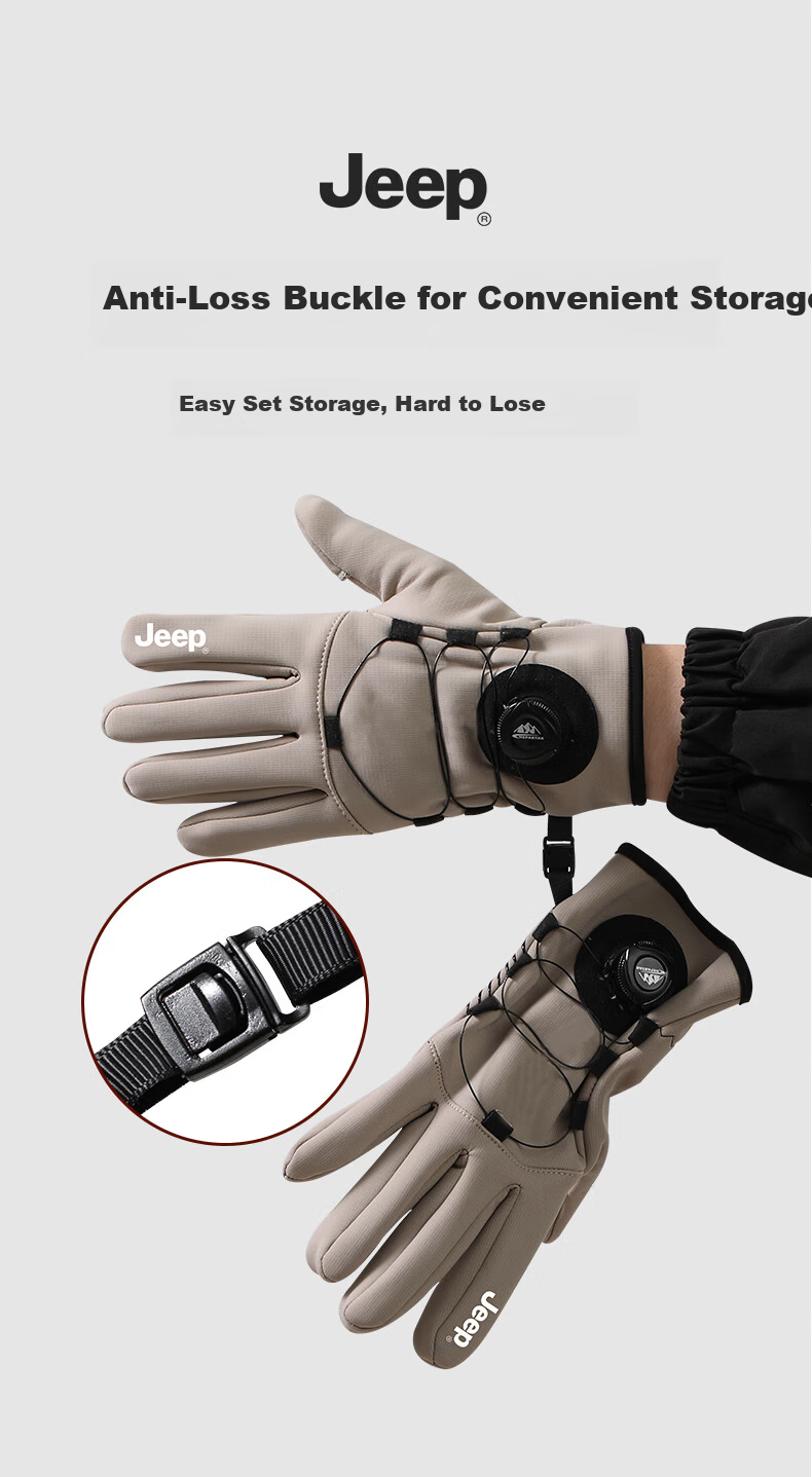 JEEP Winter Men's Cycling Gloves Warm Fleece Water-Repellent Windproof Touchscreen Gloves Black 4