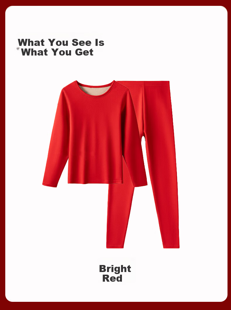 LangSha Women's Red Wool and Silk Thermal Underwear Set for the Year of the Horse - Autumn Top and Bottom Base Layer 25