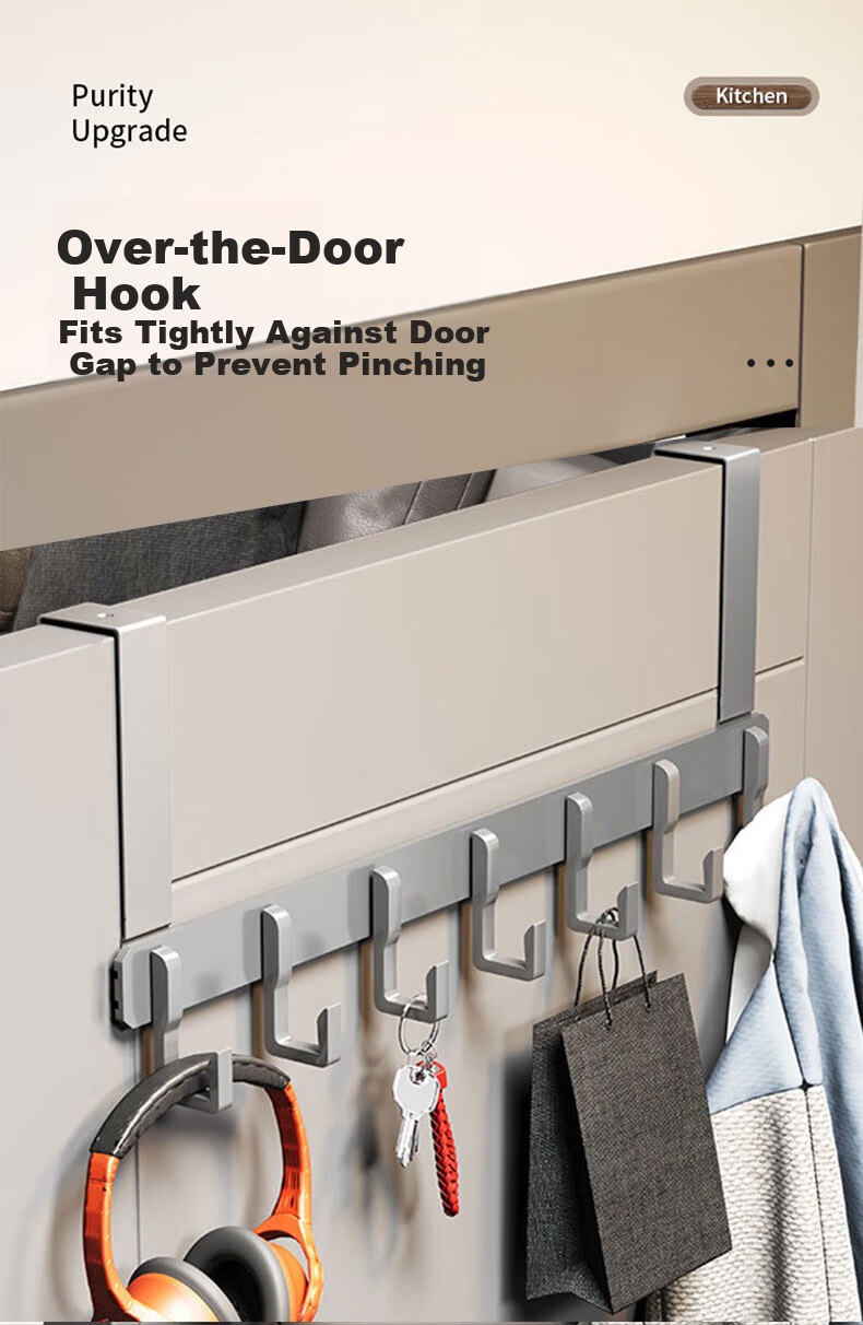 Xinpei Space Aluminum Over Door Hook Hanger Bedroom Door No Drilling Back Door Bathroom Storage Rack 1