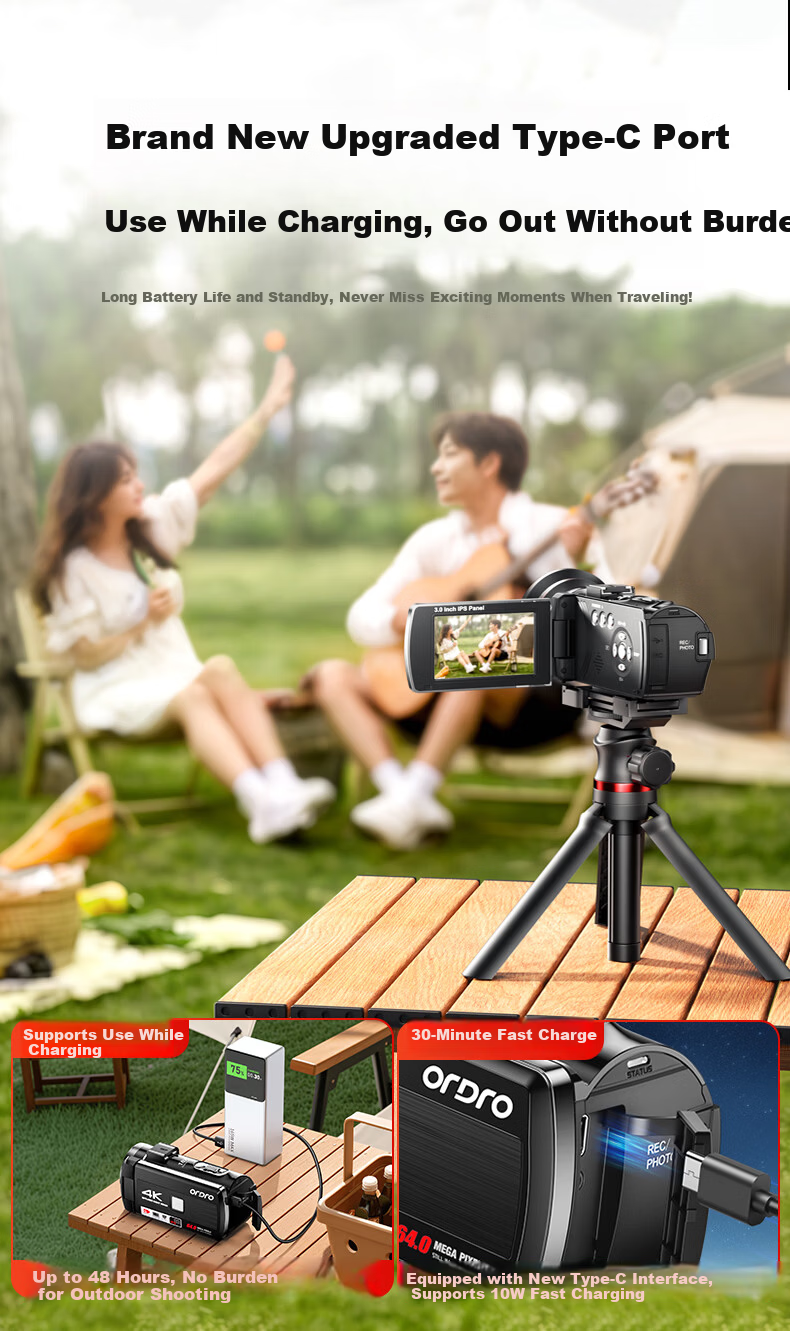 ORDRO Z36 4K HD Handheld DV Digital Video Camera 64MP Portable Vlog Short Video Home Travel Professional Anti-Shake Camcorder with Infrared Night Vision 9