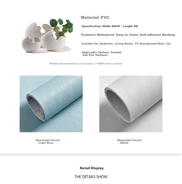 Modouyu Desktop Sticker, 60*300cm, Cream White Sticker, Cabinet Furniture Renovation Sticker, Old Wardrobe Color-Changing Film, Skin-Like Wallpaper 3