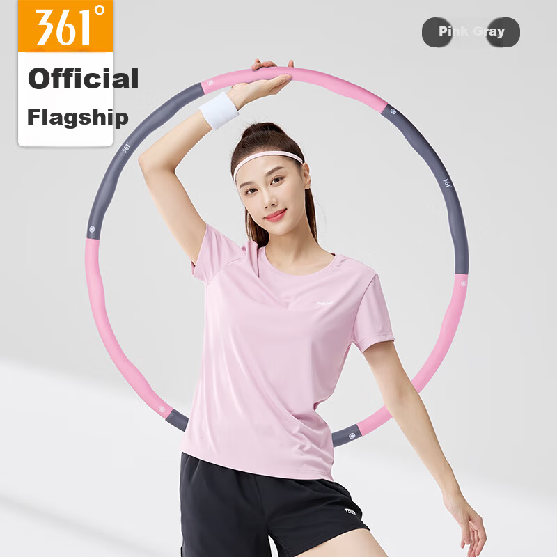 361° Detachable Hula Hoop Home Fitness Shaping Hip Lift Abdomen Toning Aerobic Exercise Tool Pink Gray