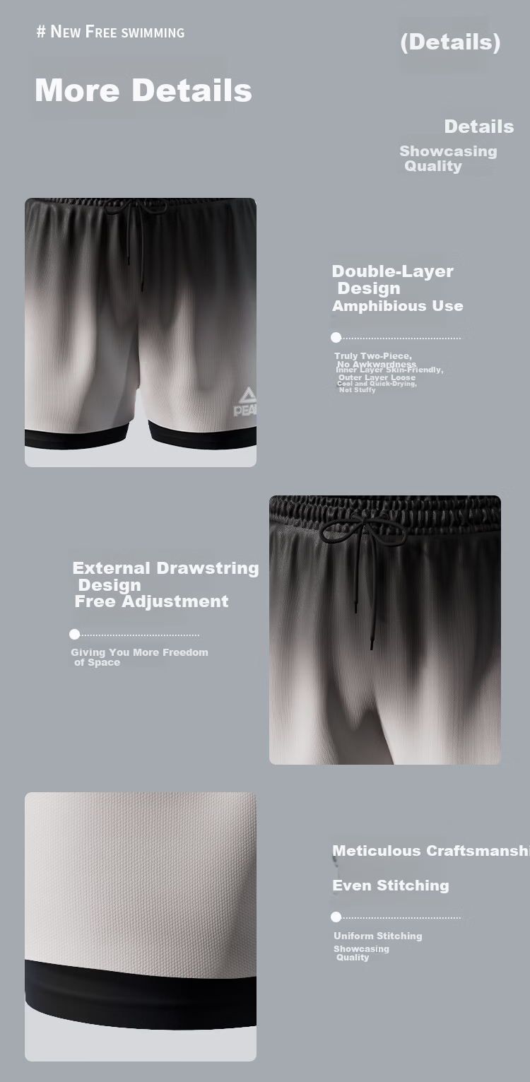 Peak Men's Quick-Dry Loose-Fit Boxer Swim Trunks Double-Layer Beach Shorts for Spa and Seaside Vacation L 6