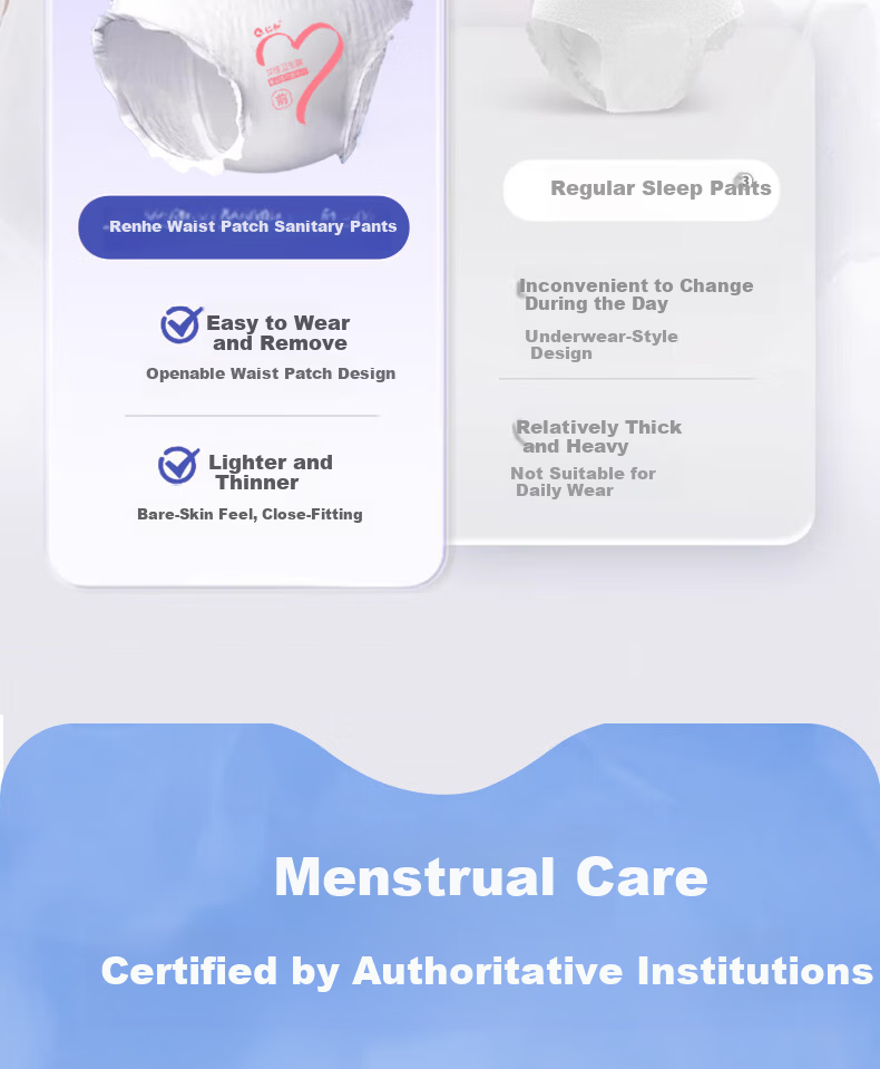 Renhe Sanitary Pants Sleep Pants Maternity Pads Menstrual Pads Postpartum Pads Lochia High Waist Leak-Proof M-L Size 2 Packs 7