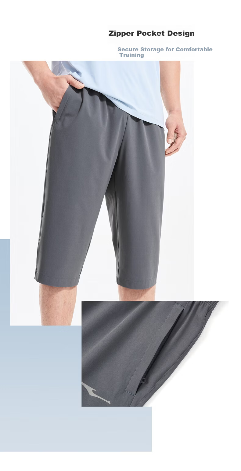 Erke Woven 3/4 Length Quick-Dry Ice-Feel Sun-Protective Antibacterial Outdoor Casual Running Sports Pants for Men Summer 10