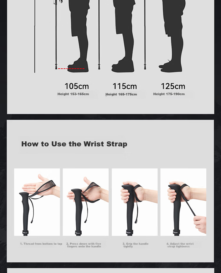 Pelliot [Light Feather] Outdoor Hiking Pole, Carbon Fiber Trail Walking Stick, Foldable Ultra-Light Running Equipment, 165036003M Size 16