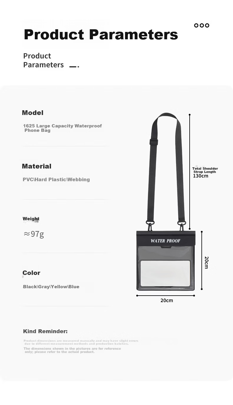 Ousen Large Capacity Waterproof Phone Bag Touchscreen Swimming Diving Rafting Hot Spring Beach Photography Women's Crossbody Waterproof Case 9
