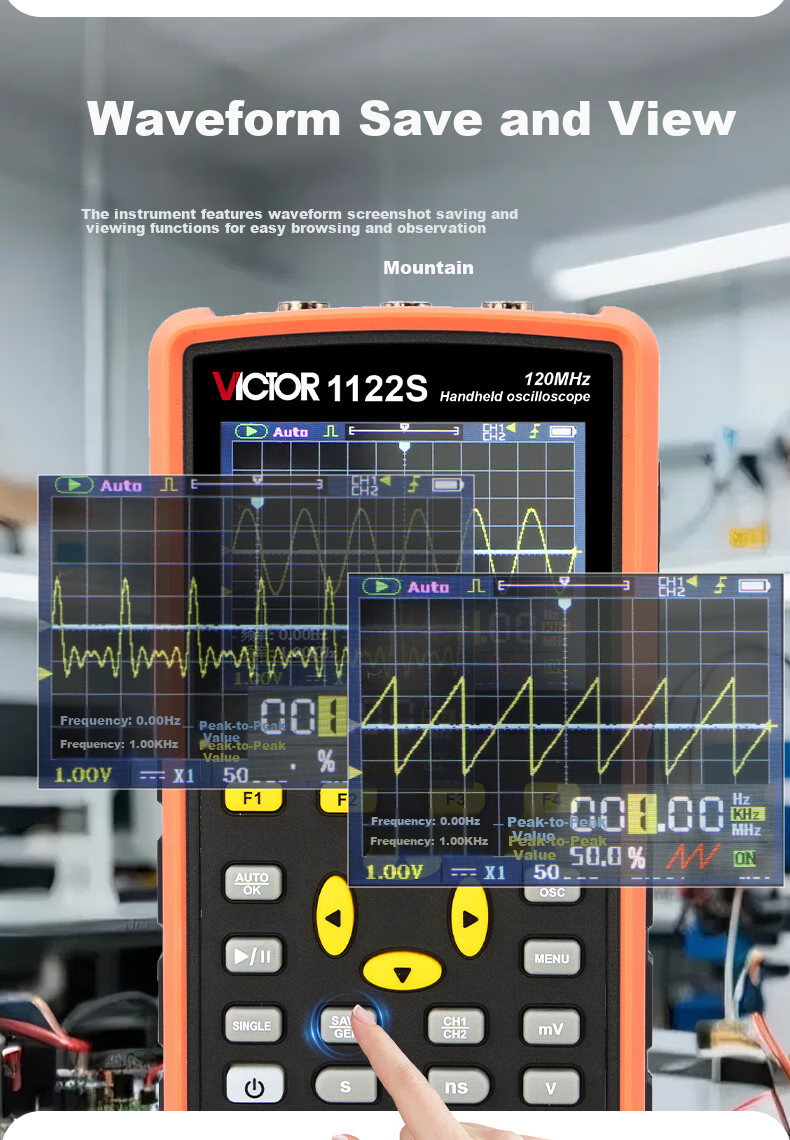 VICTOR VC1122S Handheld Digital Oscilloscope Portable Multimeter 3-in-1 Signal Generator for Home Use 4