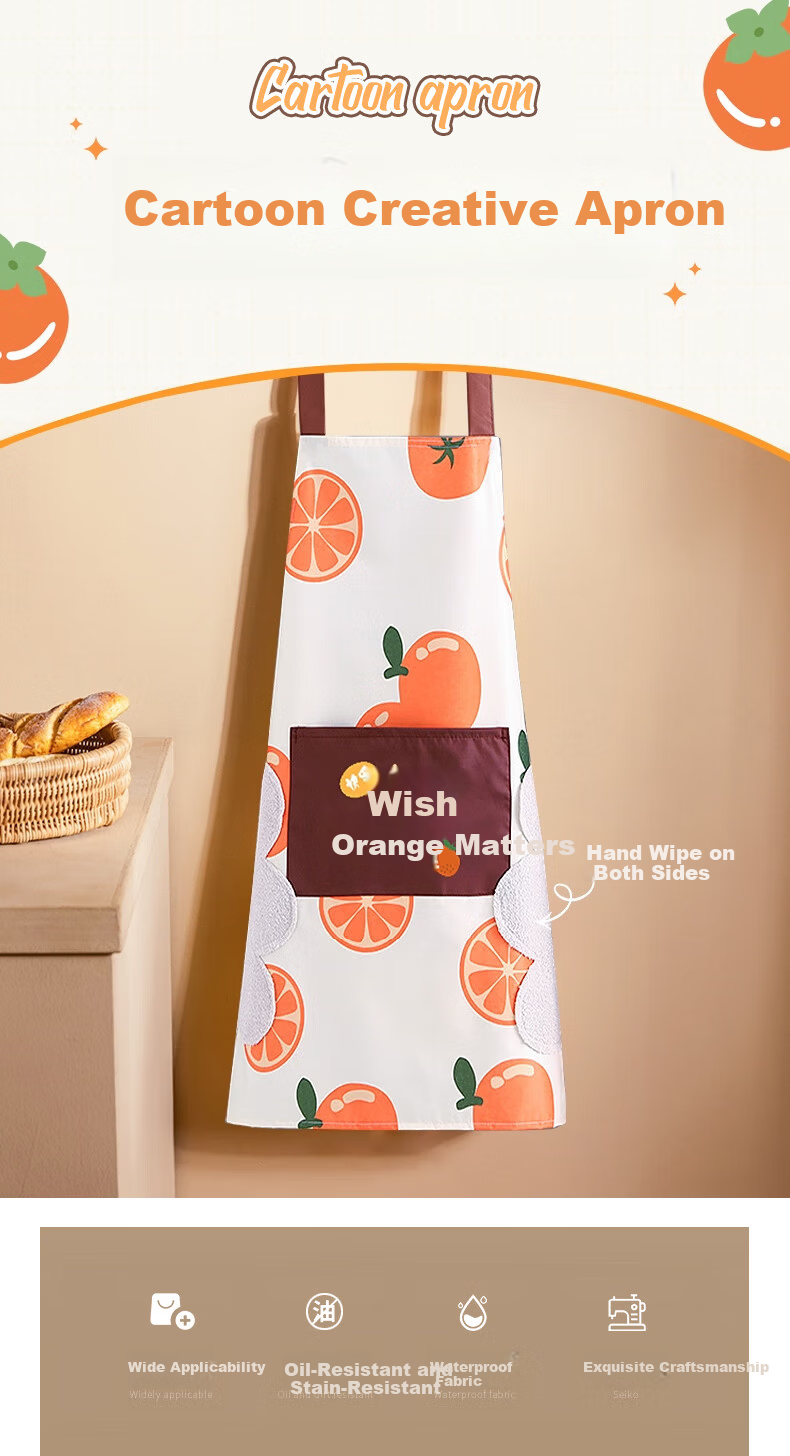 Edo Apron Set for Home Kitchen Baking, Waterproof and Oil-Proof with Towel, 2 Pieces, Orange and Red 1