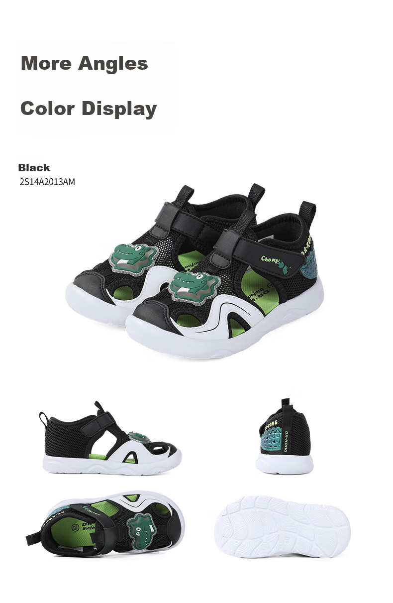 DR·KONG Toddler Walking Shoes Summer Unisex Kids Velcro Lightweight Baby Sandals 2S14A2013AM Black Size 22 10
