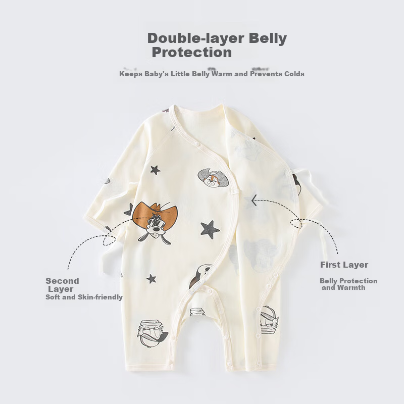 Disney Baby Newborn Romper Spring Autumn A-Class Pure Cotton Crawling Suit Full Moon 100 Days Bodysuit Pajamas
