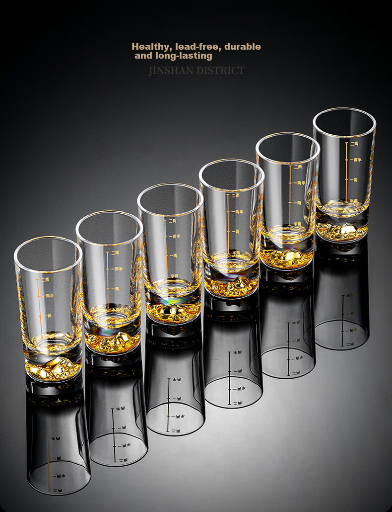 CRISTALGLASS Jinshan 60ml White Liquor Glass Set High-End Home Glassware with Graduated Decanter and Six Small Cups 3