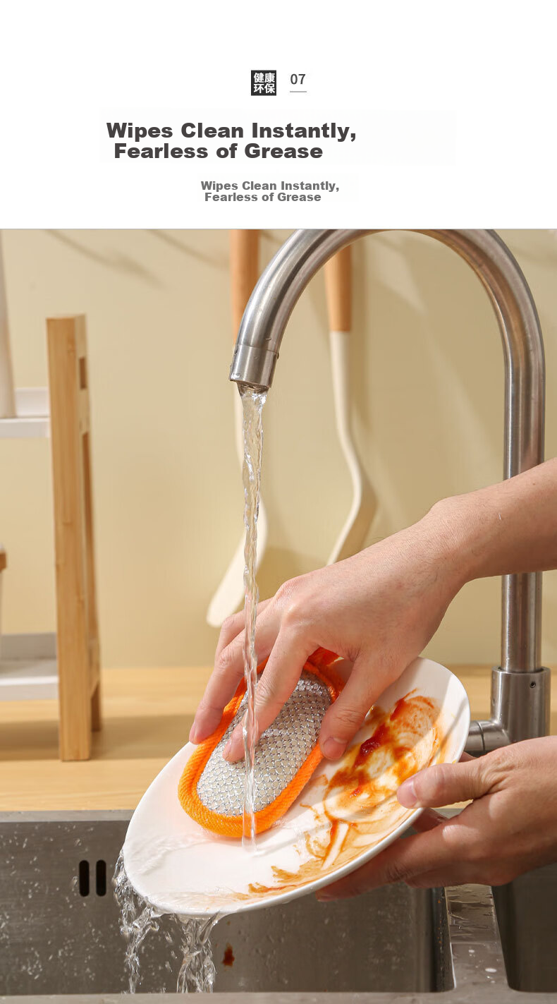 Mengting Loofah Sponge Scrubber 12x8cm 3-Pack Dishwashing Cloth Pot Brush Non-Scratch Loofah Cleaning Pad 8