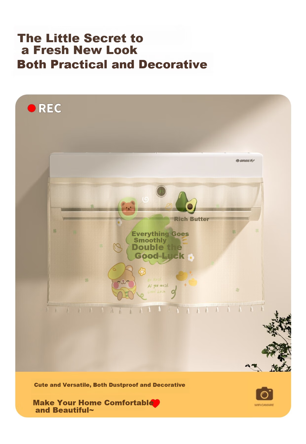 Fan Ye Air Conditioner Wind Shield Curtain Anti-Direct Blow Device No Drilling Wall-Mounted Air Conditioner Dust Cover Central Air Conditioner Wind Deflector Panel 5