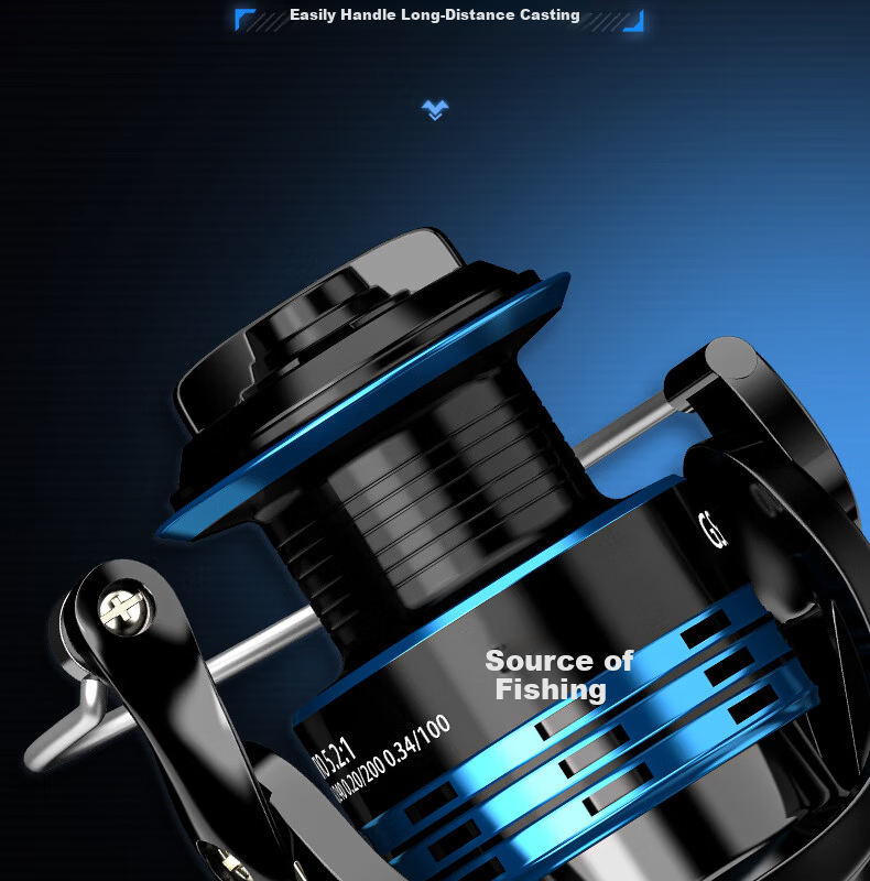 YuZhiYuan GS2000 Aluminum Alloy Fishing Reel Spinning Reel Lure Long Casting Sea Fishing Reel 5