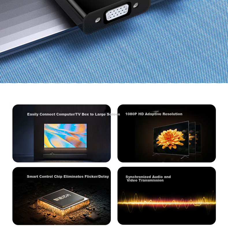 Acer HDMI to VGA Converter Adapter High-Definition Video Adapter for PC Laptop Xiaomi Box PS5 to Monitor Projector TV Display 2