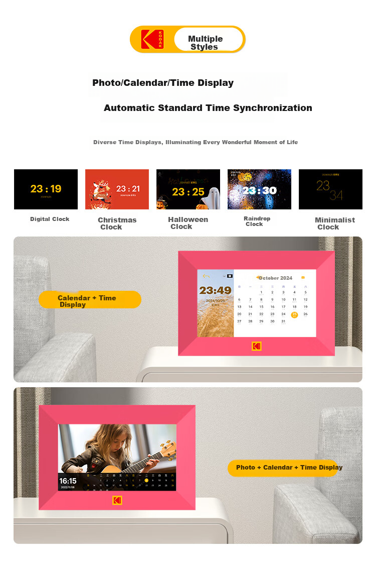 KODAK 1020V Digital Photo Frame 10.1-inch HD Electronic Album Remote Control Video Photo Music Player Noble Black 11