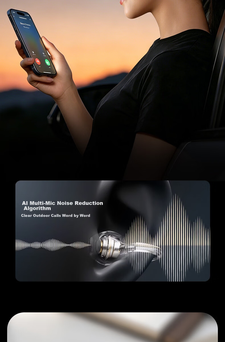 Chengao Open-ear Clip Bluetooth Bone Conduction AI Call Noise-Cancelling Wireless Non-in-ear Sports Running Ear-hook Sweatproof Gaming Phone Universal E15 White 11
